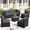 Dark Brown Rattan & Dark Gray Cushions, variant on 7 Piece Patio Furniture Set, Wicker Patio Conversation Sets, Outdoor Sectional Furniture with Tempered Glass Table, for Backyard, Deck, Garden, Dark Brown Rattan & Peacock Blue Cushions