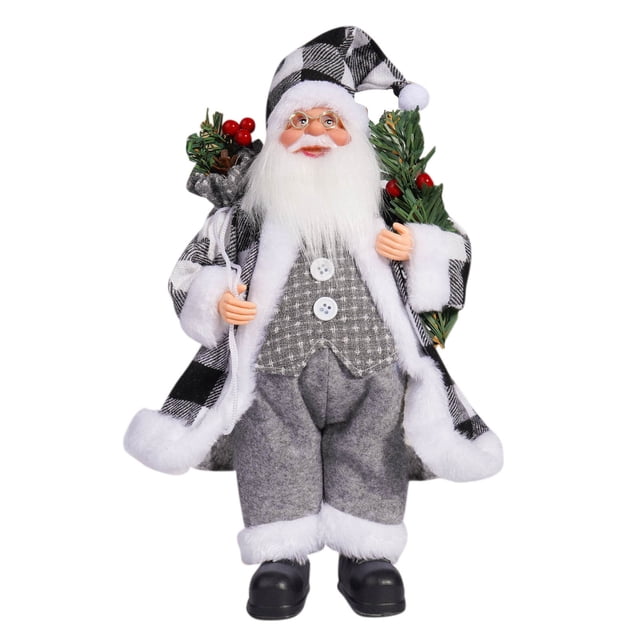 BA Christmas 12 Inch Cute Santa Claus Doll For Window Decoration Standing Posture Polyester Fiber Material Includes 1 Piece Weight 0.40 Lb