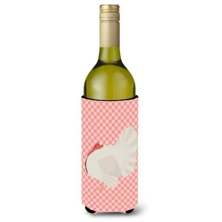 White Holland Turkey Pink Check Wine Bottle Beverge Insulator