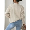 thumbnail image 5 of women's knitted cardigan green Button V-neck Long sleeve autumn oversize sweater vintage Casual beige Cardigan for women 2022, 5 of 6
