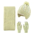 thumbnail image 2 of 3 Pcs Kids Winter Hat Scarf Gloves Set Knit Pompom Beanie with Earmuffs Double Layer Scarf Touchscreen Gloves Toddler Thick Thermal Sets Green 2-10 Years, 2 of 6