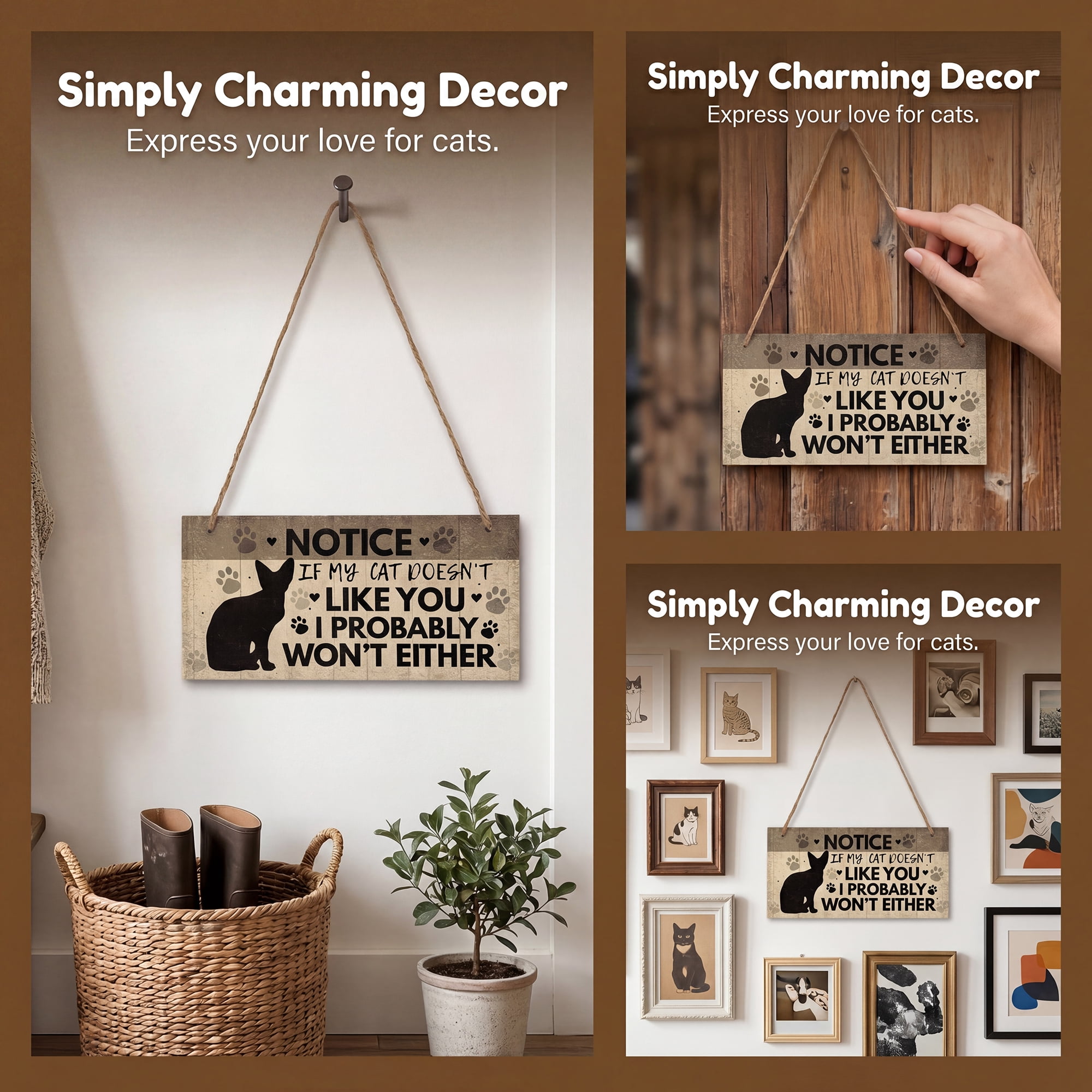 Unique Bargains Pet Sign Home Decor Decorative Wall Plaque Style F 3.9in