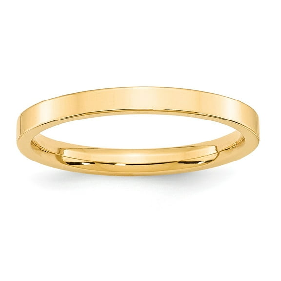 14K Yellow Gold Ring Band Wedding Comfort Flat 2.5mm Standard Fit Size 7