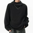 thumbnail image 5 of Paiwinds Men's Vintage Hooded Sweatshirt, 100% Polyester with Front Pocket, Retro Casual Pullover in Black, 5 of 5