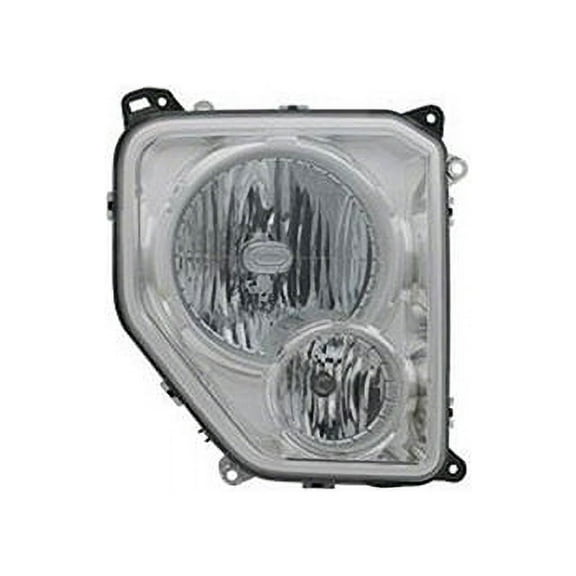 Right Passenger Side Headlight Assembly - Chrome Bezel - Compatible with 2008 - 2009 Jeep Liberty with Fog Lights with Oval Bulb Shield