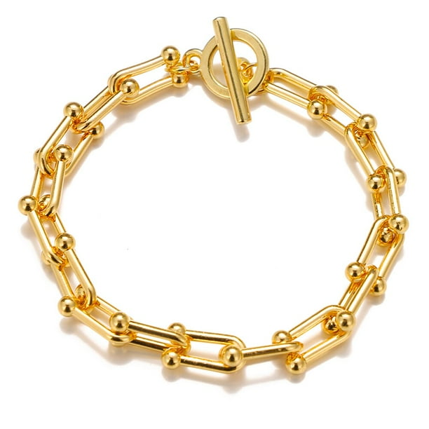 4 Uds Punk Heavy Metal gran grueso cadena pulsera conjunto mujeres Retro geométrico Metal Twist cadena brazaletes pulsera joyería de moda Tan Jianjun unisex