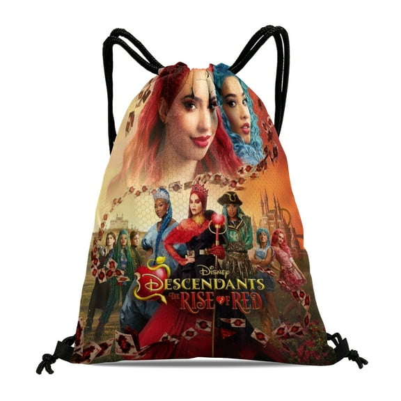 Drawstring Backpack for Descendants: The Rise of Red Sackpack Adults Women Men Party Favor Bags Sports for Gym Travel Swimming Hiking Camping Tote Bag 11.8 × 15.7 in