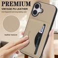 thumbnail image 2 of For Apple iPhone 16 Plus Wallet Case Ultra-Slim Profile Vintage Leather Texture, Wallet For Women Men Card Holder Magnetic Clasp Kickstand Folio Case,Khaki,For iPhone 16 Plus, 2 of 7