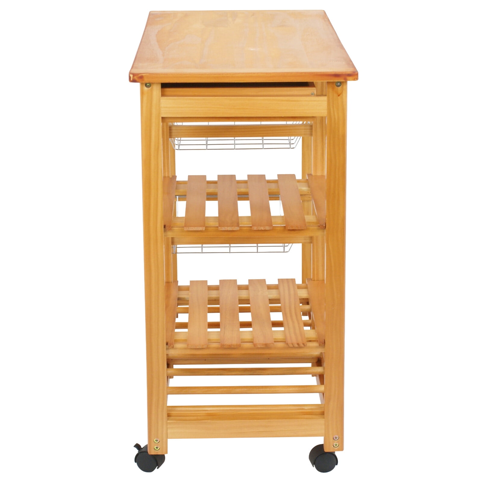 HomGarden 4-tier Rolling Kitchen Island Cart Wood Mobile Trolley Storage Utility Cart Beige