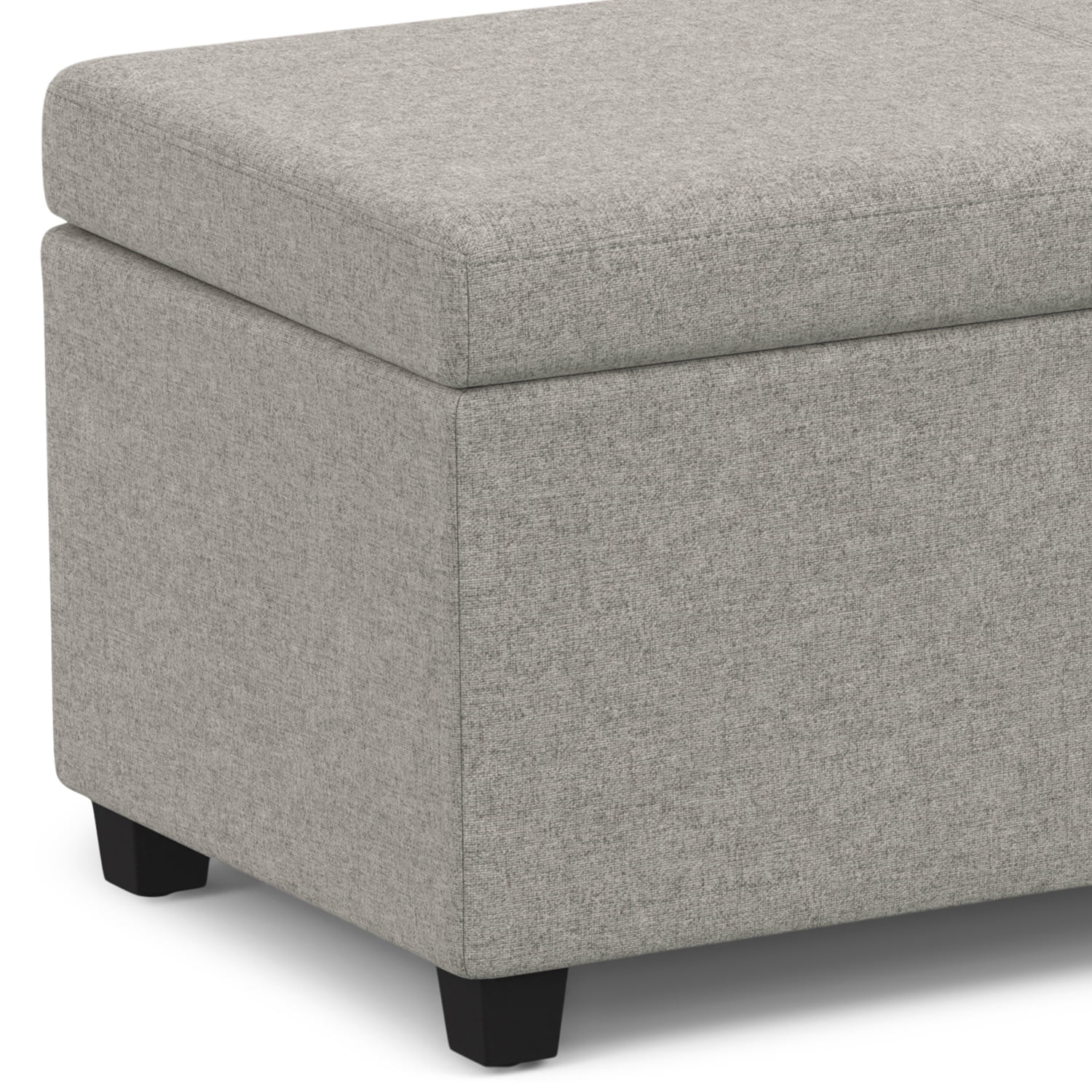 Avalon 54 inch Wide Contemporary Extra Large Storage Ottoman Bench in Cloud Grey Polyester Linen Fabric