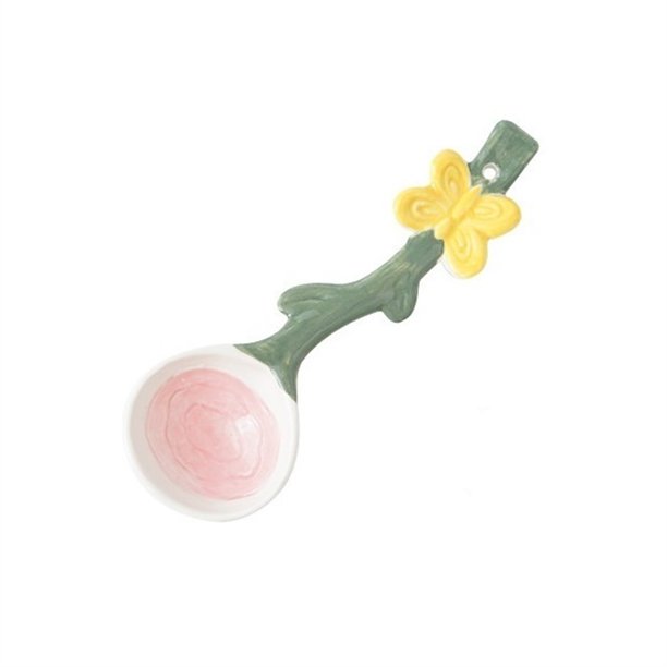 Cuchara de cerámica bonita de 2 piezas, cuchara for desayuno, cuchara for postre, cuchara for helado, cuchara for arroz, adecuada for mujeres, niñas y niños