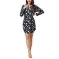 thumbnail image 2 of INK + IVY Women's Long Sleeve Printed Notch Collar Sleepshirt Nightgown (Blue, L), 2 of 6