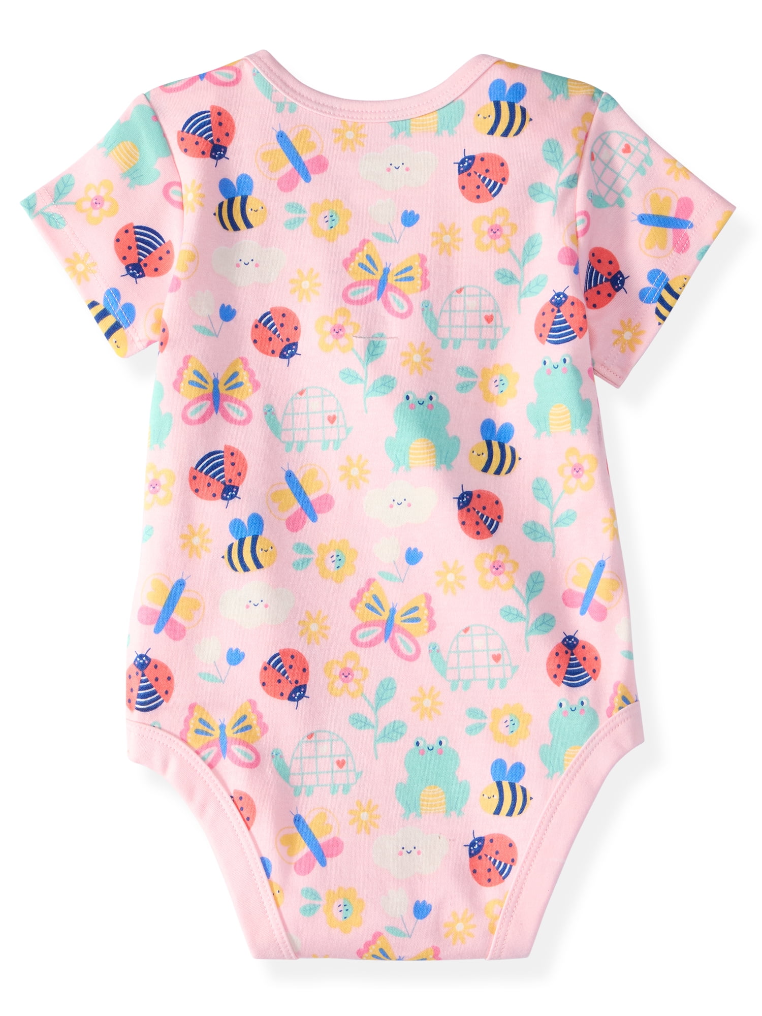 Garanimals Newborn & Baby Girl Cotton Lap-Shoulder Short-Sleeve Bodysuit, Sizes 0–24M