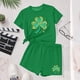 thumbnail image 4 of Vestido de manga corta Estilo Niños Día de San Patricio impreso cuello redondo blusa y pantalones Set de dos piezas Blusa de manga corta, 4 of 6