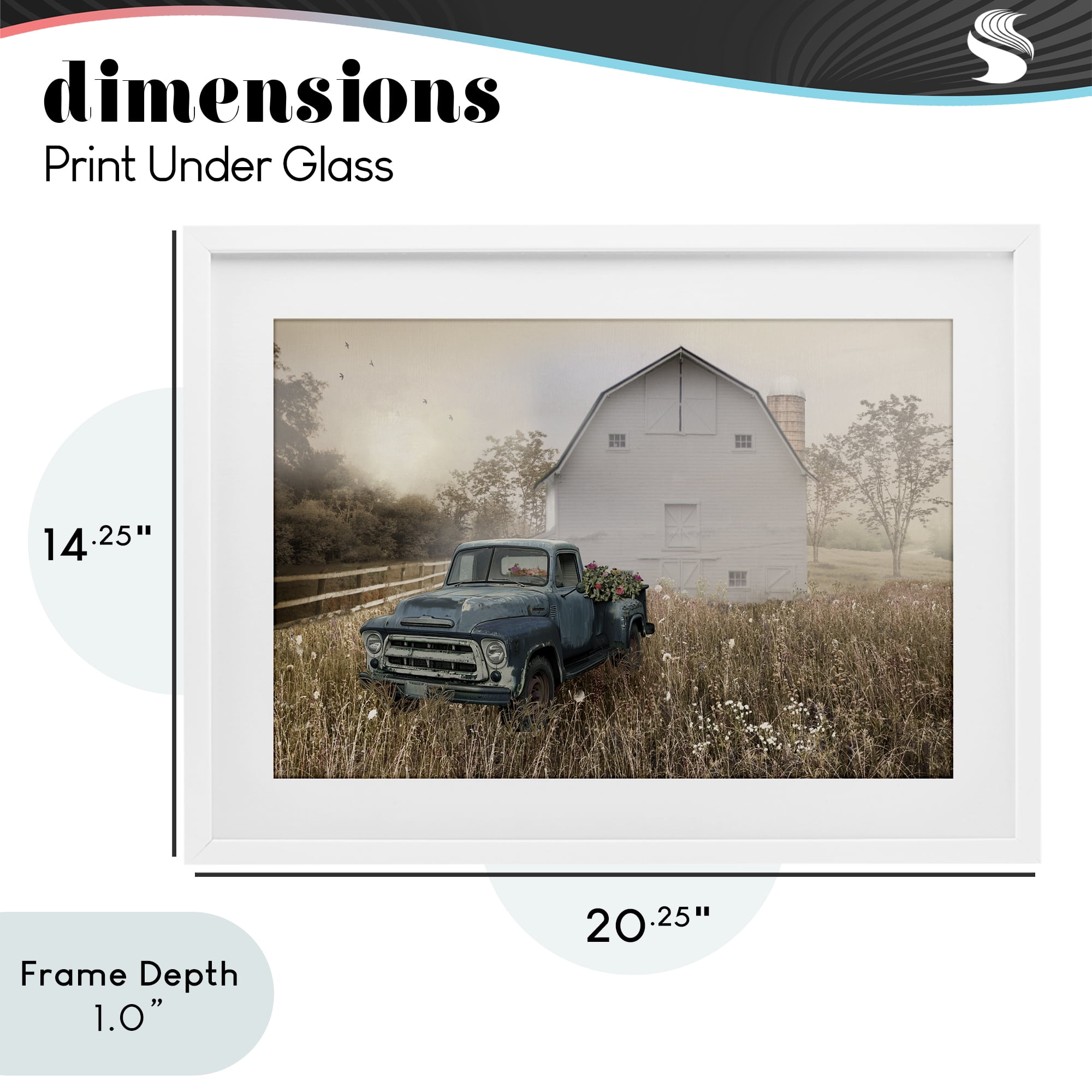 Stupell Industries Vintage Pickup in Wildflowers White Framed Print Under Glass, design by Nan