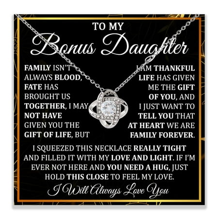 Bonus Daughter, Bonus Daughters Necklace From Stepdad, Step Daughter From Stepmom, Step Daughters, Stepdaughter Necklace From Stepmom, Stepdaughter #868, Gold Love Knot Necklace