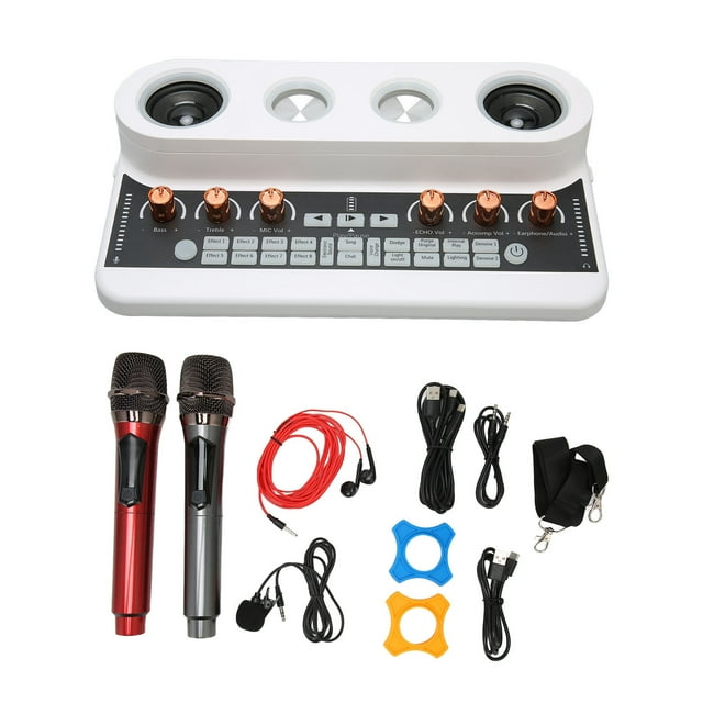 Kit de podcast, equipo de producción musical con mesa de sonido, micrófono para grabación en streaming, color blanco