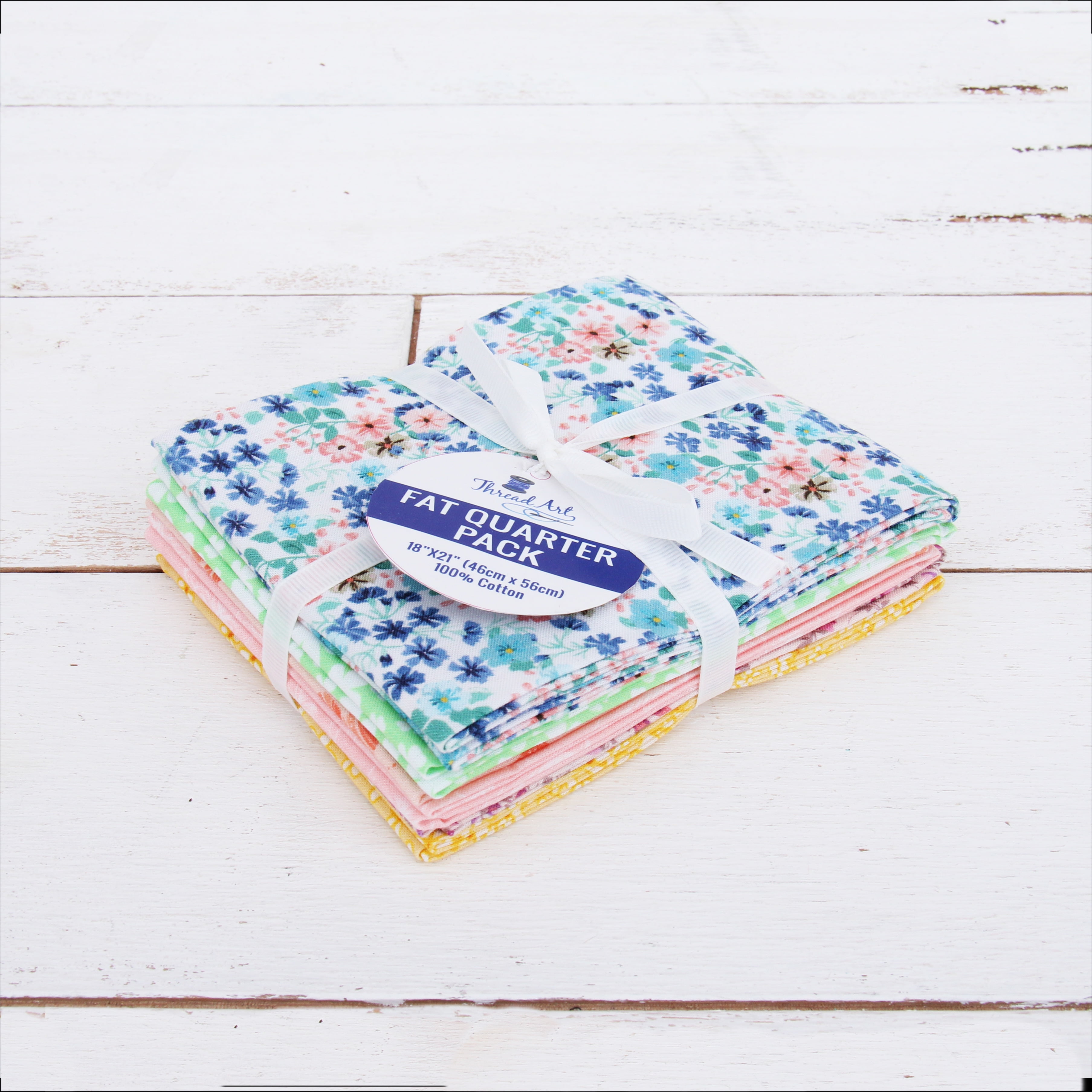 Threadart 6 Fat Quarters Fabric Bundles - Pastel Colors 100% Cotton - 100% Cotton Sewing and Quilting Fabric - Full Size Fat Quarters 18"x21"
