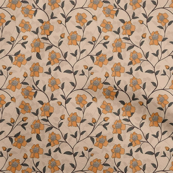 oneOone Viscose Jersey Rose Brown Fabric Floral Dress Material Fabric Print Fabric By The Yard 60 Inch Wide