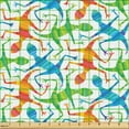 thumbnail image 2 of Ambesonne Ethnic Fabric by the Yard Upholstery, Colorful Lizard Silhouettes, 5 Yards, Lime Green and Multicolor, 2 of 5