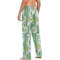 thumbnail image 5 of Men's Pajama Pants with Pockets Sleepwear Lounge Pants Stretch Casual Daisy Flower on Stripe, 5 of 6