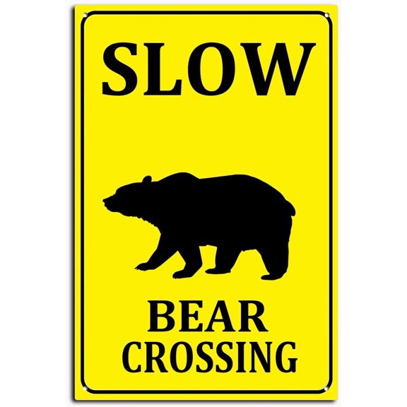 Slow Cat Crossing Sign Aluminum Black on Yellow Wall Decor for Home Cafes Office Pubs Club Indoor Outdoor 8X12inch/Tin Sign