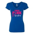 thumbnail image 2 of I Wear Pink for My Sisiter Survivor Awareness Womens Junior Fit V-Neck Tee, Royal, Medium, 2 of 3