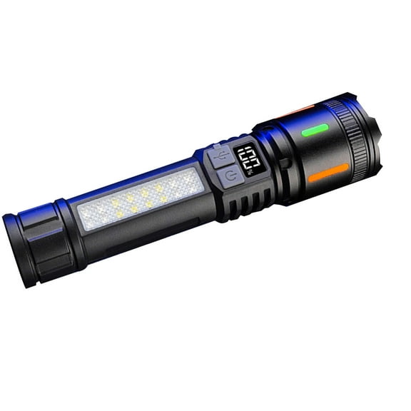 CSYANXING 3000 Lumen Rechargeable Flashlight 5 Modes Side Light Red Blue Strobe IPX6 Aluminum Plastic for Camping Hiking