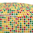 thumbnail image 3 of Geometric Pouf Cover with Zipper, Gummy Candy Inspired Rounded Edge Vibrant Color Square Shapes Repeating Pattern, Soft Decorative Fabric Unstuffed Case, 30" W X 17.3" L, Multicolor, by Ambesonne, 3 of 5