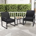 thumbnail image 5 of LOGYAT 3 Piece Wicker Patio Bistro Set, All-Weather Rattan Conversation Set with Glass Top Coffee Table, Perfect for Balcony, Porch, Poolside, Black Frame with Black Cushion, 5 of 8