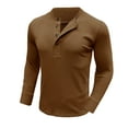 thumbnail image 4 of Qingpeng Men's Button Down Shirt Fall Crewneck Long Sleeve Casual Solid Color Slim Fit T Shirts, 4 of 6