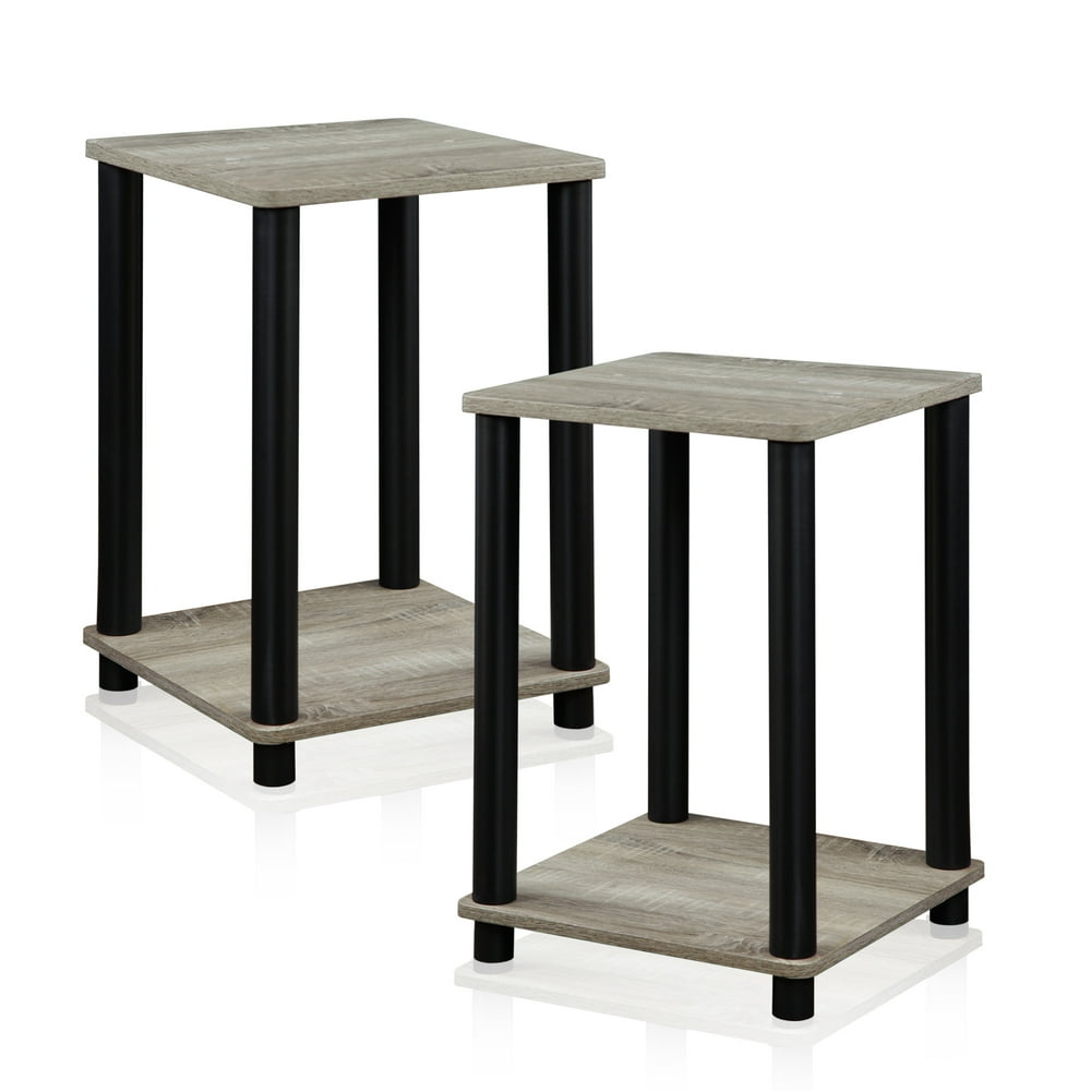 Furinno 299800GYW/BK TurnNTube End Table, French Oak Grey/Black, Set