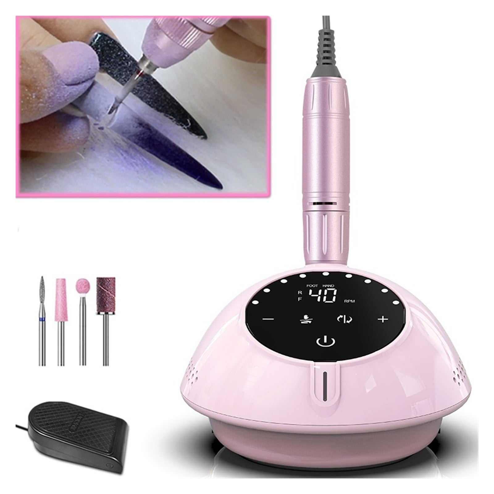 40000RPM Electric Nail Drill Manicure Machine, Acrylic Gel Polish Nails Sander, Pause Mode Professional Nail Art Salon Equipment ,Low Noise