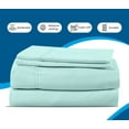thumbnail image 5 of 300 Thread Count 100% Egyptian Cotton Sleeper Sofa Bed Sheet Set Solid Olympic Queen Size (66"x 80"x 7" ) with 4 -PCS Fitted Straps Color Aqua Blue, 5 of 6