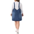 thumbnail image 3 of Agnes Orinda Women's Plus Size Denim Overall Dress V Neck Sleeveless Casual Jean Jumper Dress with Pockets 4X Dark Blue, 3 of 5