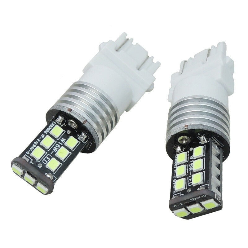 2x White 27-SMD LED Daytime Running Light Bulbs Set 3156 3157 3757 4157 DRL Lamp