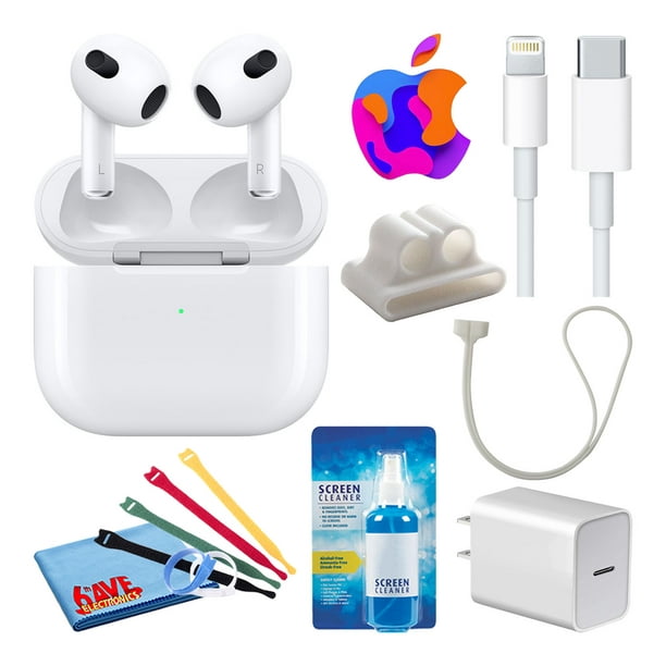 Apple AirPods MagSafe Charging Case (3rd Bundle with Cable Ties USB-C Charger + Cleaning Kit (Refurbished) - Walmart.com