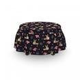 thumbnail image 3 of Nursery Ottoman Cover, Snowy Happy Dog Pattern, 2 Piece Slipcover Set with Ruffle Skirt for Square Round Cube Footstool Decorative Home Accent, Standard Size, Dark Purple Dried Rose, by Ambesonne, 3 of 5