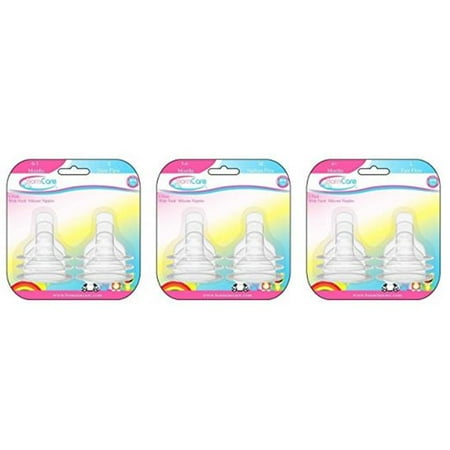 Wide Neck Silicone - BornCare BCWS-164-2 3-6 Months, Wide Neck Silicone Nipple - 3 Pack