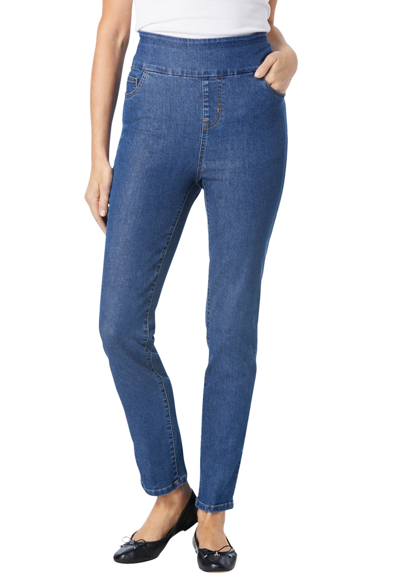 Woman Within - Woman Within Women's Plus Size Tall Pull-On Skinny Jean ...
