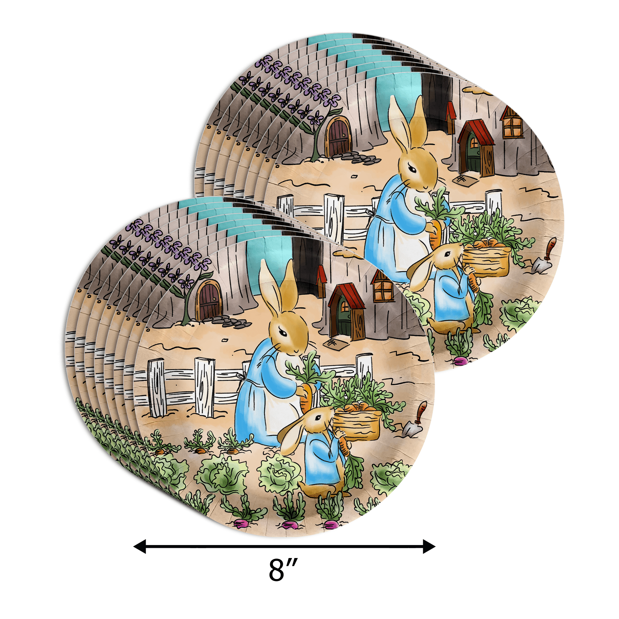 Peter Rabbit Boy's 1st Birthday Party Supplies - 64 Piece First Birthday Tableware Set Includes Large 9" Dinner Plates and 8" Dessert Paper Plates Napkins Cups - Kit for 16
