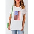thumbnail image 7 of Women's White Shimmery American Flag Graphic Tee, 7 of 7