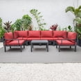 thumbnail image 6 of LeisureMod Hamilton Modern 7-Peice Modular Outdoor Sectional Aluminum Patio Conversation Set with Coffee Table & Red Cushions, 6 of 20
