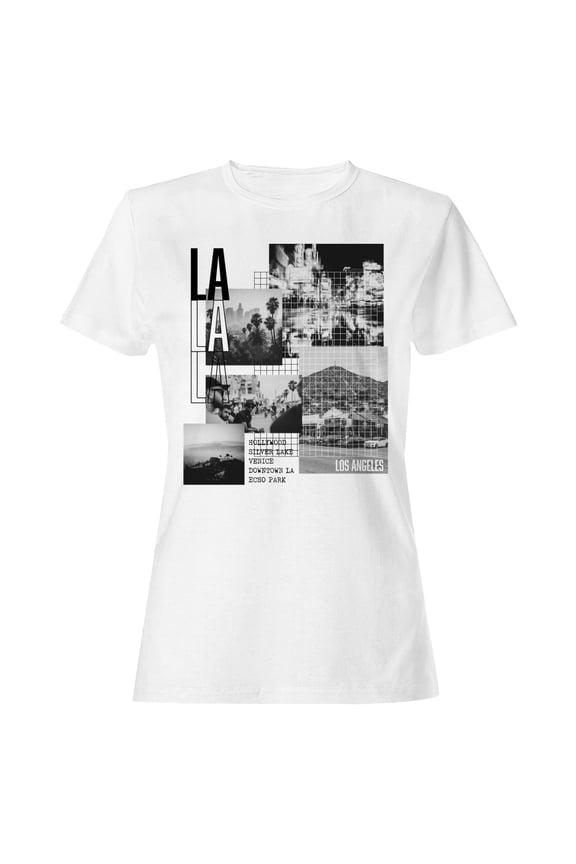 LA Cityscape Collage Art Women's White T-shirt