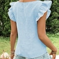 thumbnail image 4 of Summer Trendy Tops Women Ruffled Fly Sleeve Square Neck Plaid Shirt Dressy Casual Tank Top Blouses Sleeveless (M, Light Blue), 4 of 4