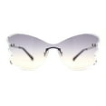 thumbnail image 2 of Womens Bubbly Butterfly Beveled Rimless Shield Sunglasses Silver - Grey Brown, 2 of 4