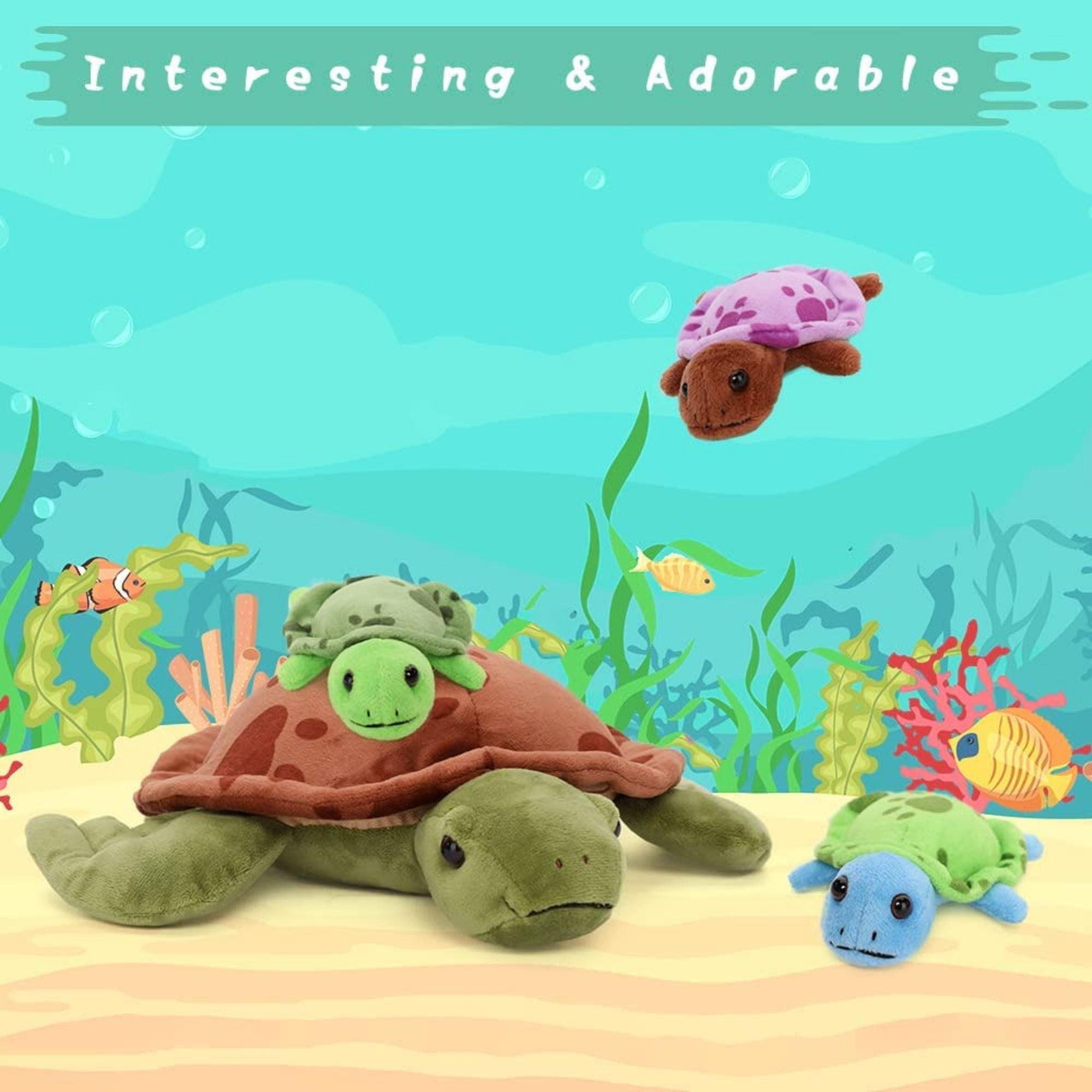 MorisMos Sea Turtle Stuffed Animal Plush Turtle with 3 Babies