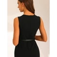thumbnail image 3 of Unique Bargains Women's Belted Sheath Round Neck Sleeveless Dresses L Black, 3 of 6