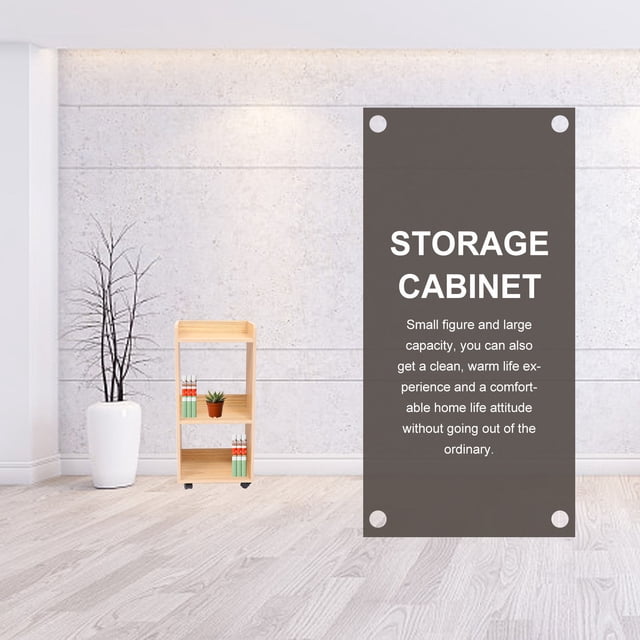 WHAMVOX 1Pc Khaki Solid Wood Storage Shelf with Wheels Practical Storage Cabinet for Home Use