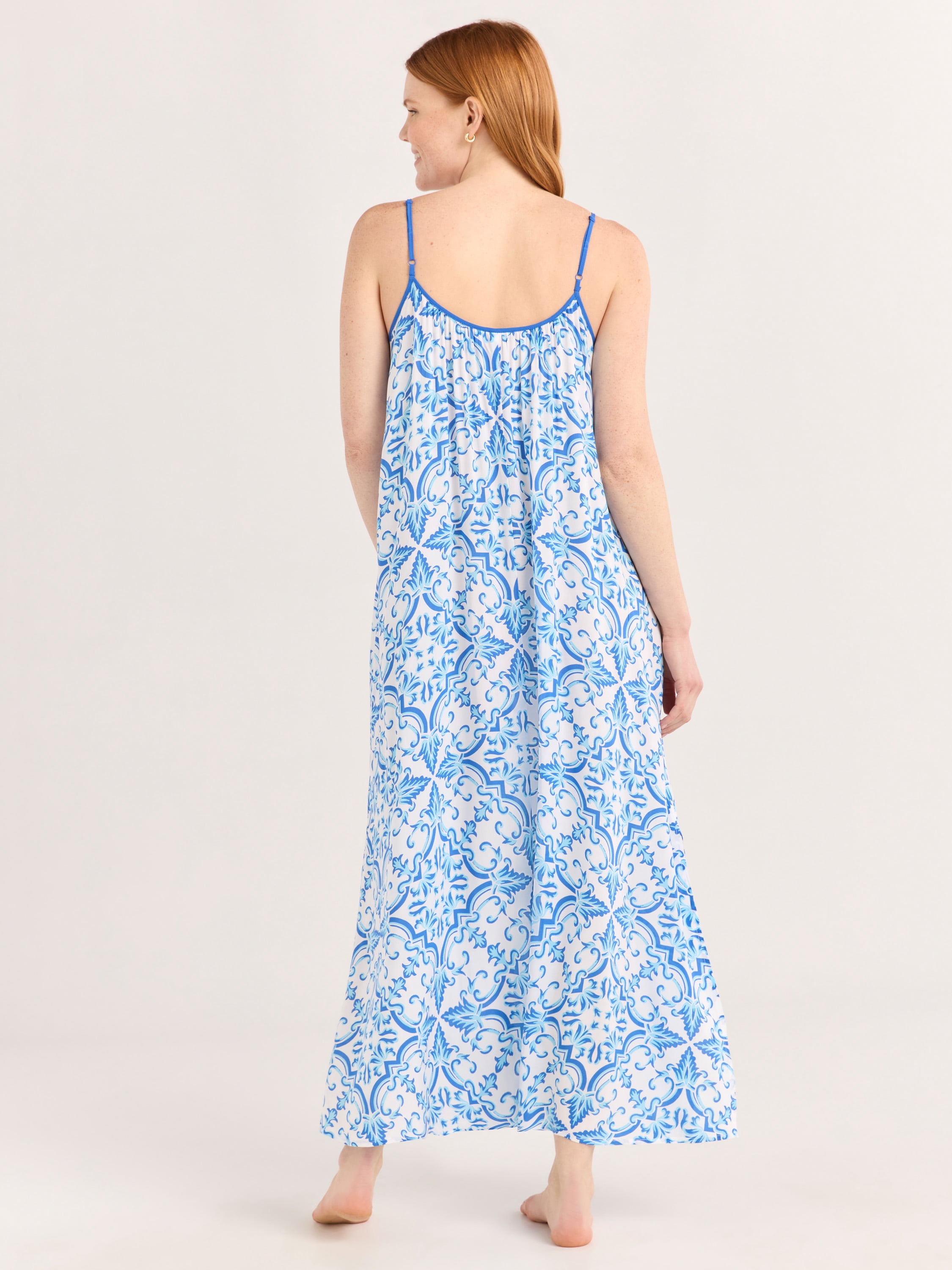 Joyspun Women’s Sleepwear Woven Strappy Maxi Nightgown, Sizes S-4X